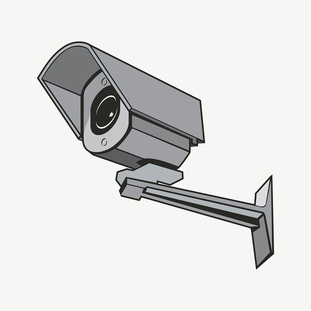 CCTV camera sticker, security object illustration psd. Free public domain CC0 image.