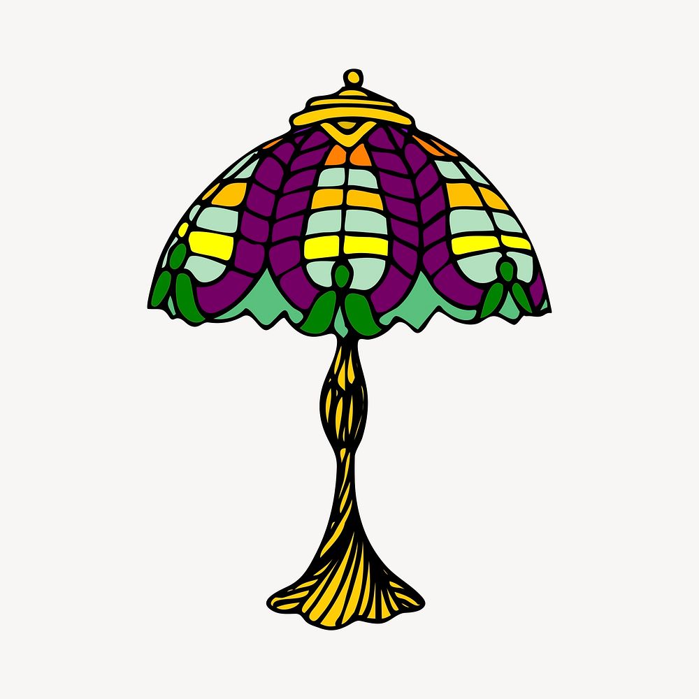 Glass lamp clipart, vintage home decor illustration vector. Free public domain CC0 image.