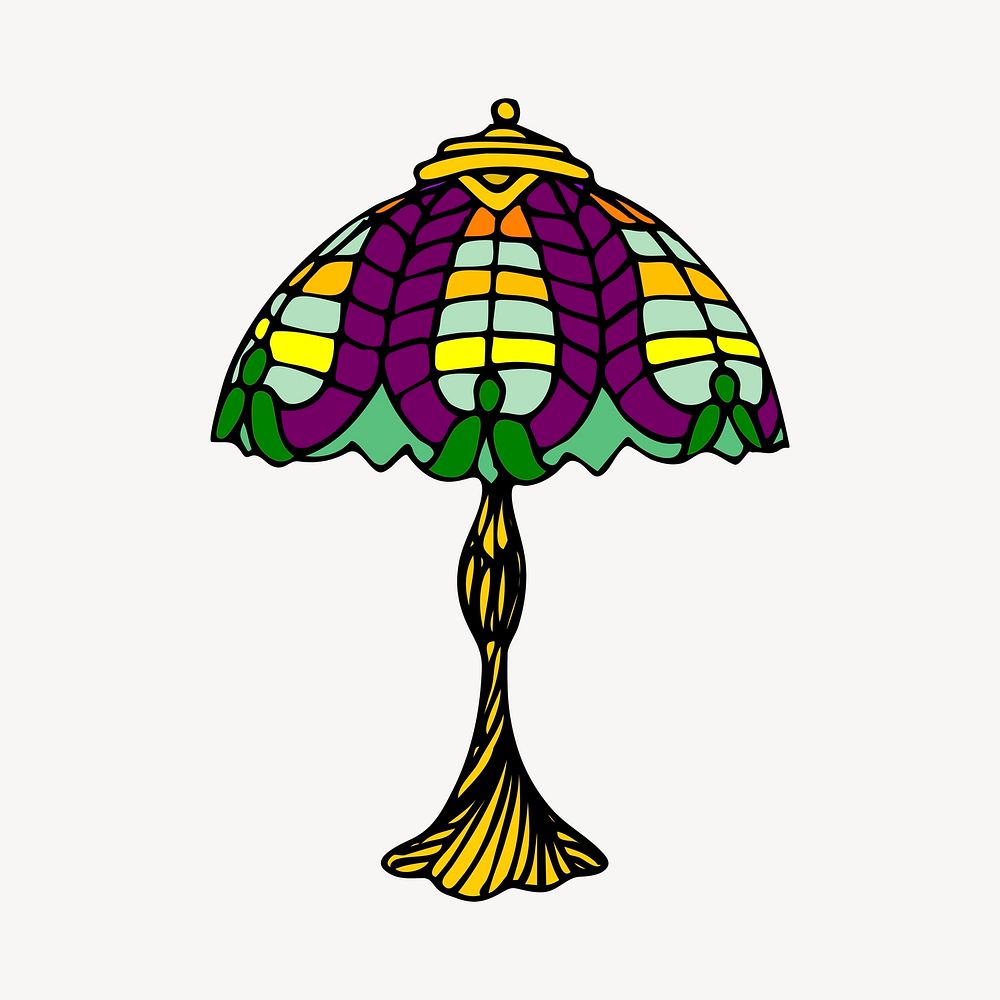Glass lamp clipart, vintage home decor illustration. Free public domain CC0 image.