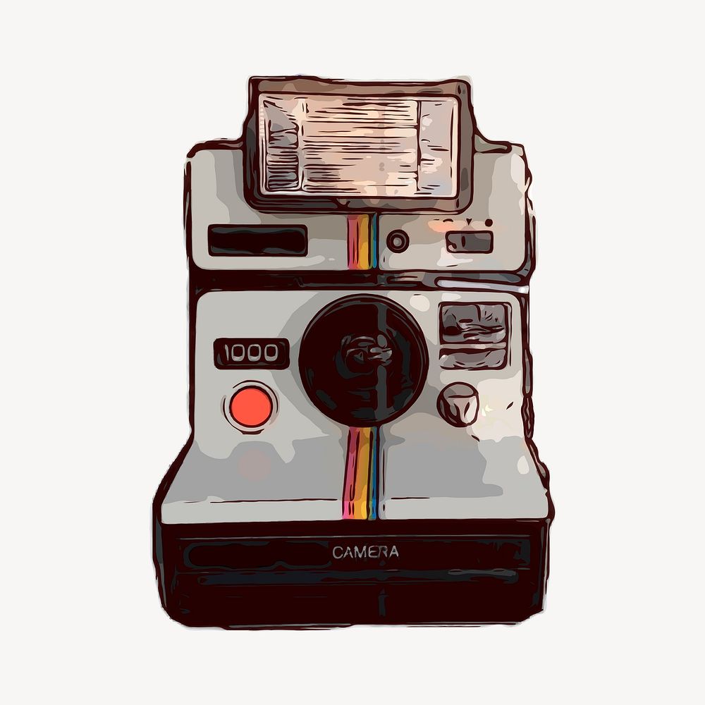 Instant camera sticker, retro illustration psd. Free public domain CC0 image.