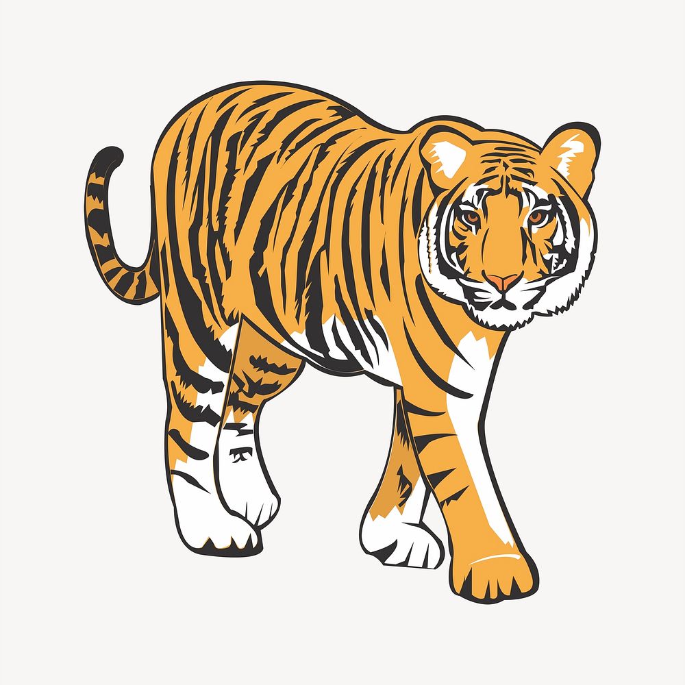 Tiger sticker, animal illustration psd. Free public domain CC0 image.