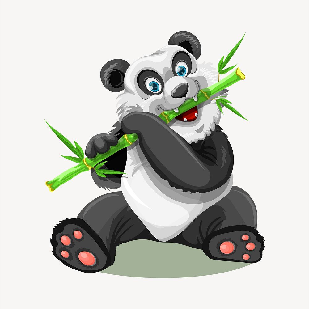 Cartoon panda sticker, animal illustration psd. Free public domain CC0 image.