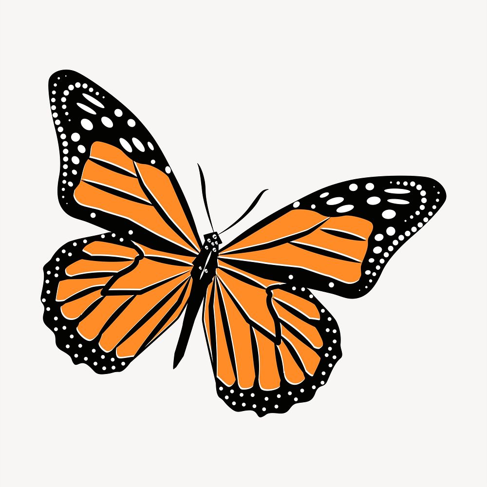 Monarch butterfly clipart, insect illustration. Free public domain CC0 image.