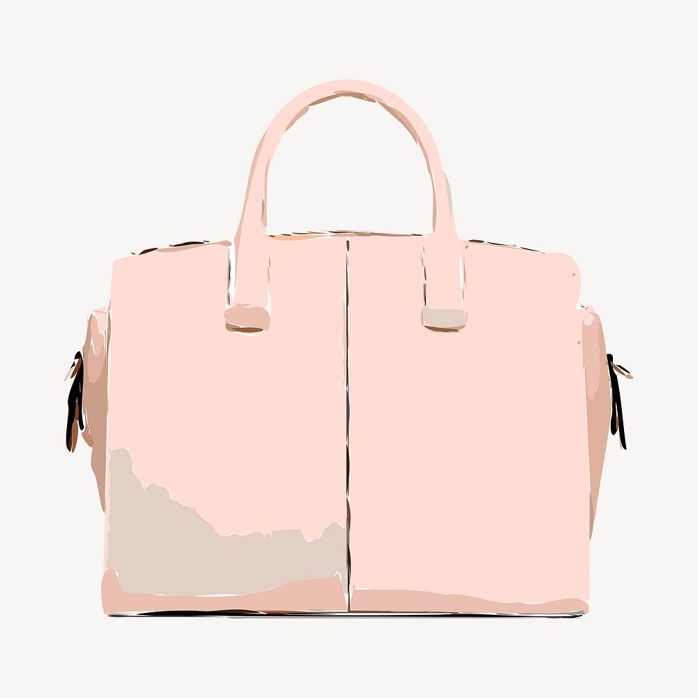 Pink handbag clipart, fashion, watercolor illustration. Free public domain CC0 image.