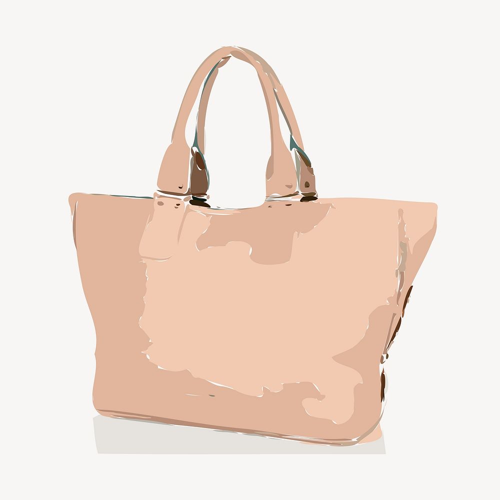 Beige women's handbag clipart, fashion, watercolor illustration. Free public domain CC0 image.