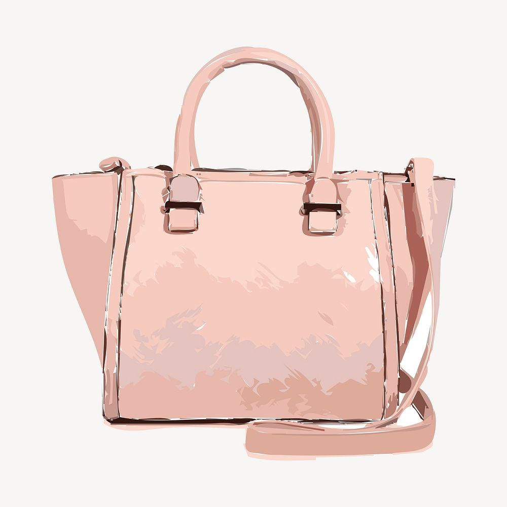 Pink women's handbag clipart, fashion accessory, watercolor illustration vector. Free public domain CC0 image.