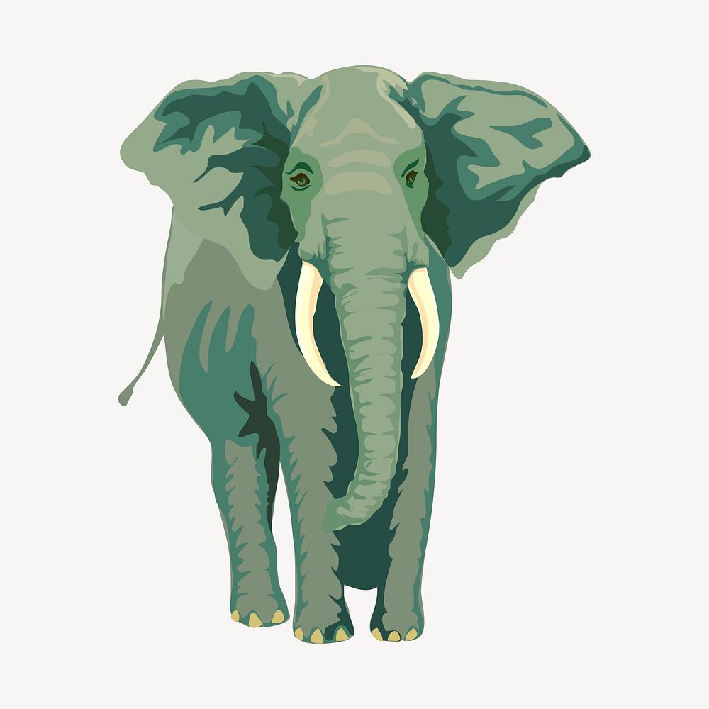 Elephant clipart, wild animal illustration vector. Free public domain CC0 image.