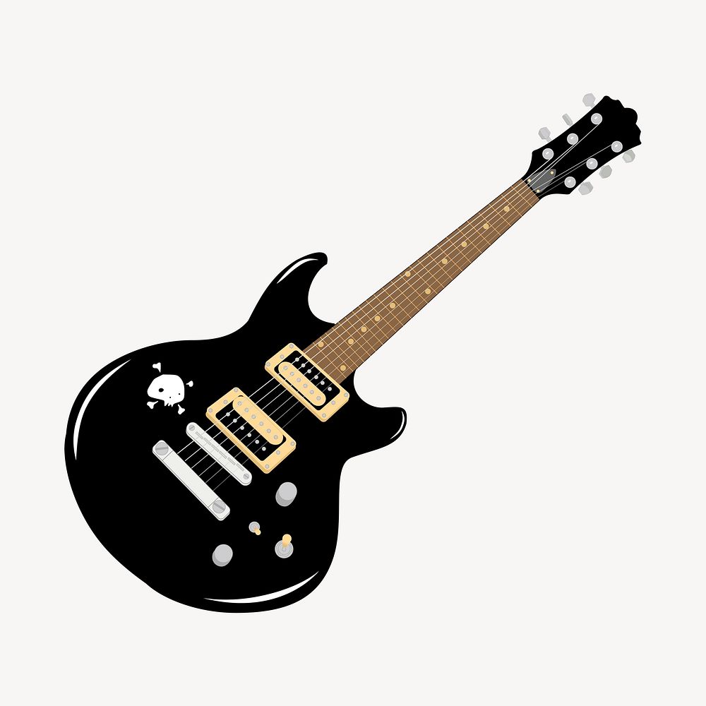 Electric guitar sticker, musical instrument illustration psd. Free public domain CC0 image.