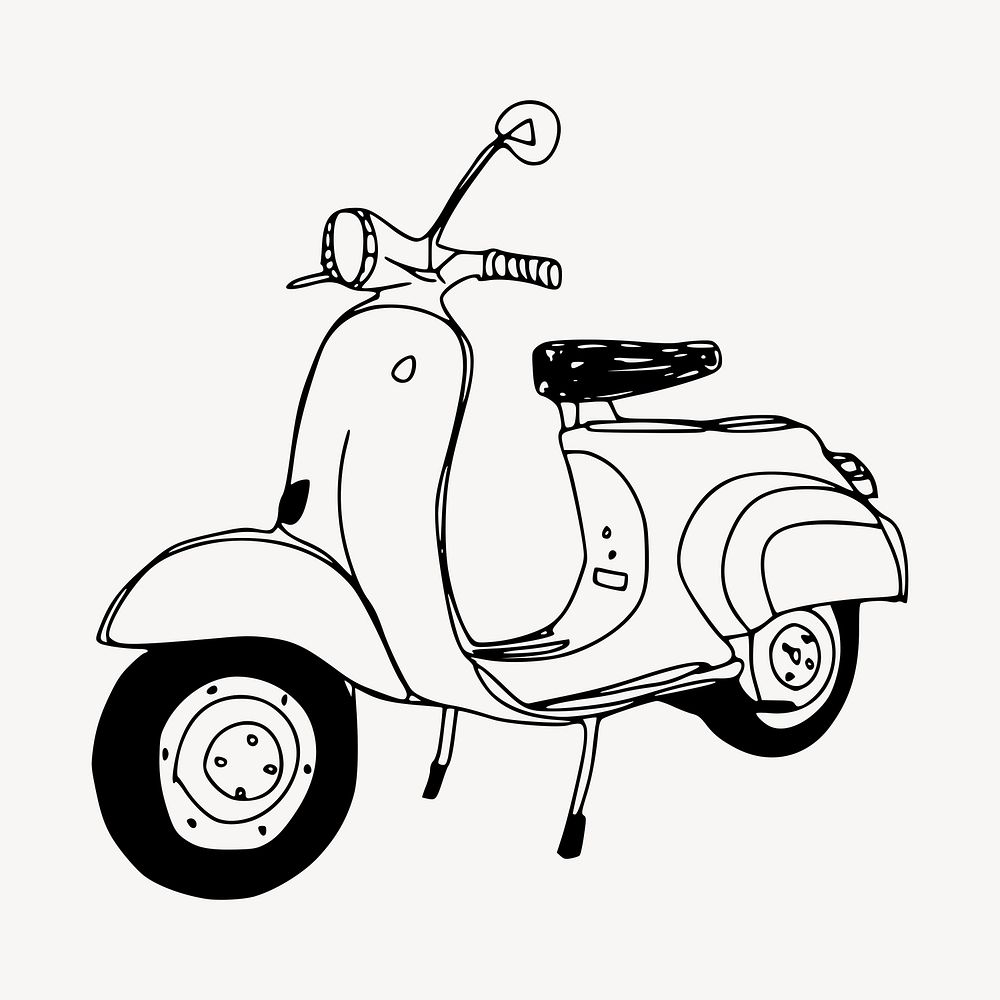 Scooter motorcycle clipart, vehicle illustration vector. Free public domain CC0 image.