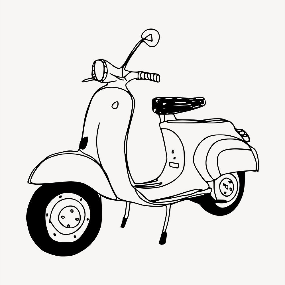 Scooter motorcycle sticker, vehicle illustration psd. Free public domain CC0 image.