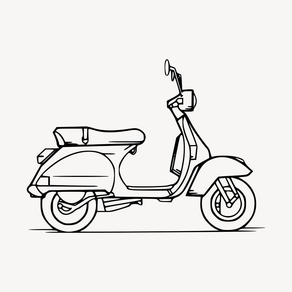 Scooter motorcycle clipart, vehicle illustration vector. Free public domain CC0 image.