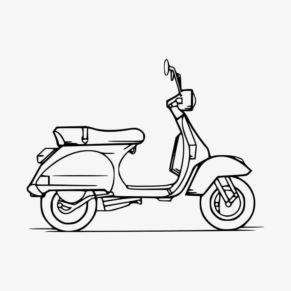 Scooter motorcycle clipart, vehicle illustration. Free public domain CC0 image.