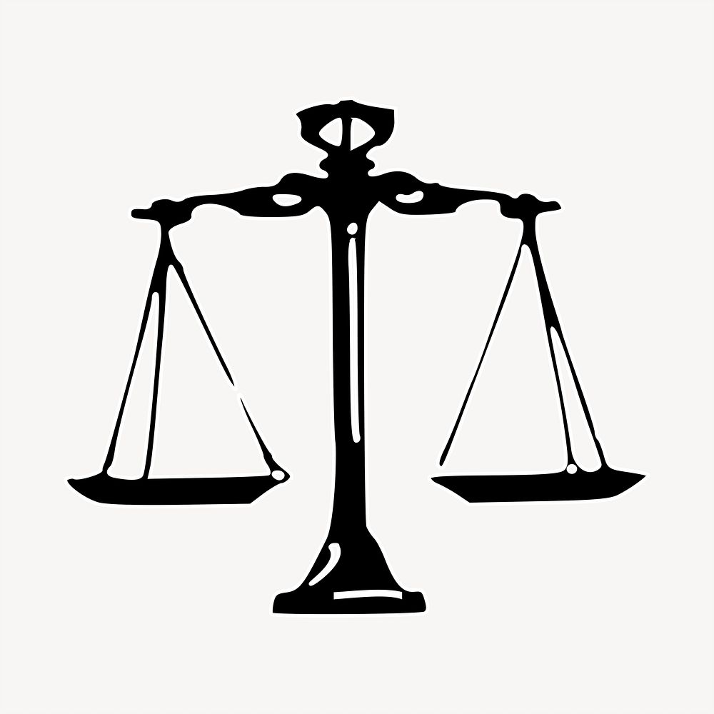 Scales of justice clipart, object illustration. Free public domain CC0 image.