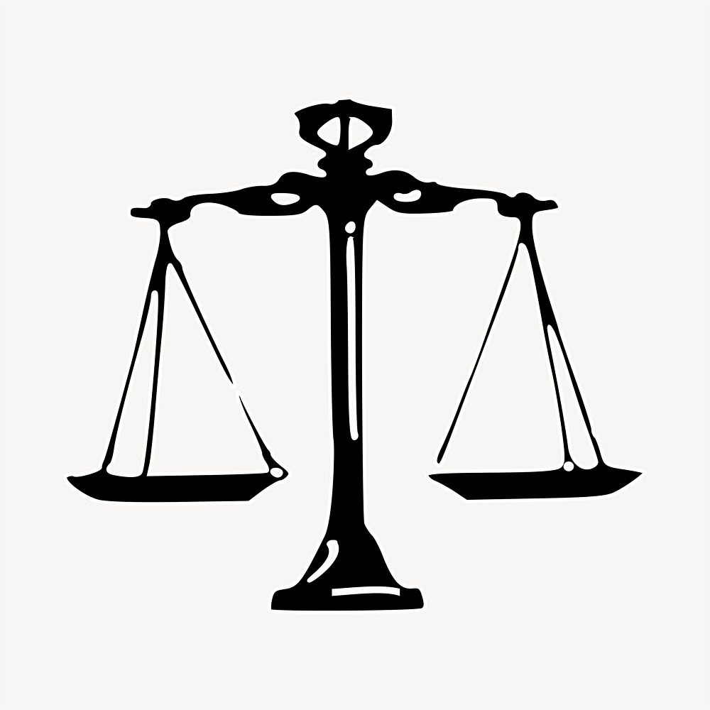 Scales of justice sticker, object illustration psd. Free public domain CC0 image.