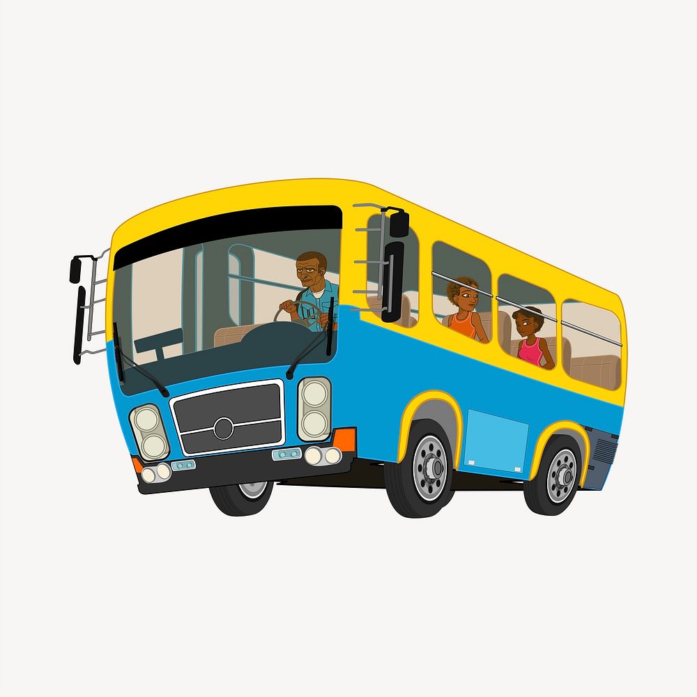 School bus sticker, vehicle illustration psd. Free public domain CC0 image.