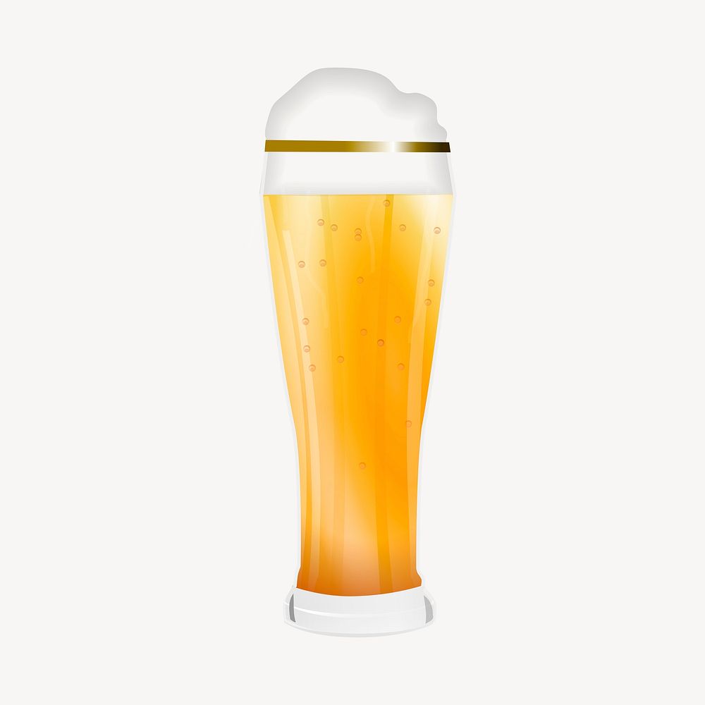 Beer glass clipart, alcoholic beverage illustration vector. Free public domain CC0 image.