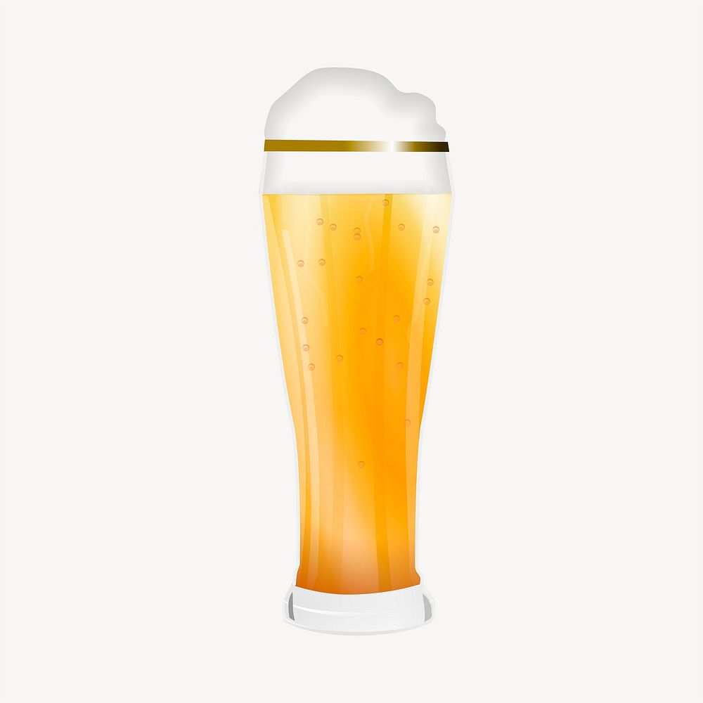 Beer glass sticker, alcoholic beverage illustration psd. Free public domain CC0 image.