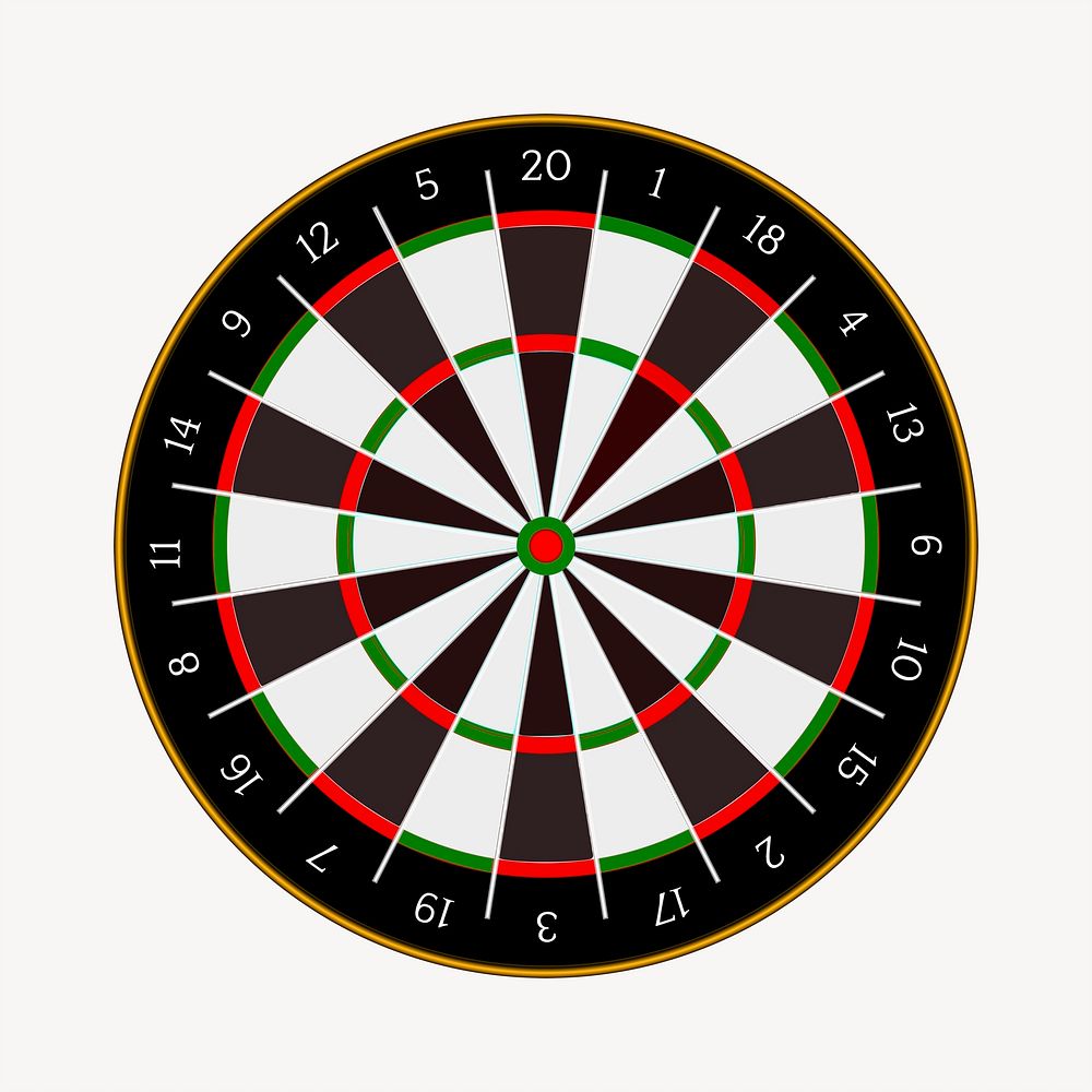 Dartboard clipart, entertainment illustration. Free public domain CC0 image.