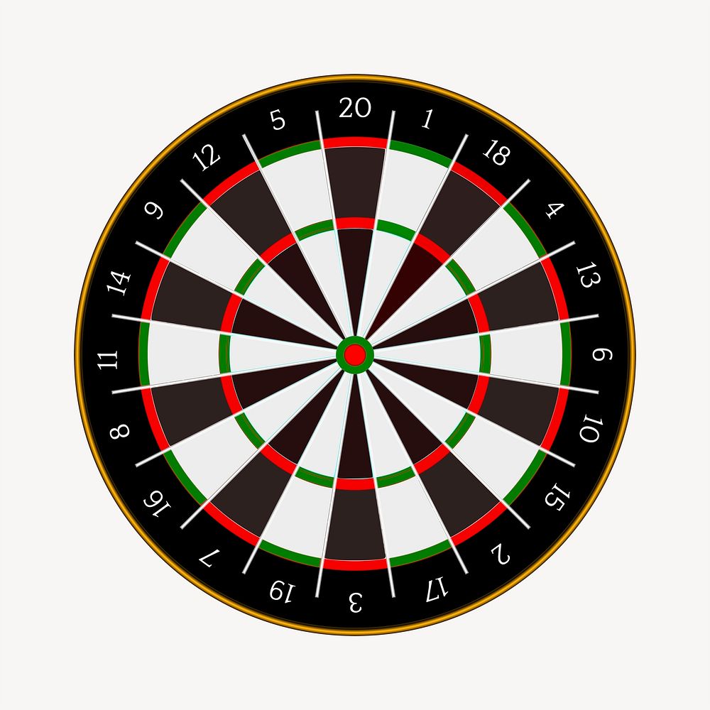 Dartboard sticker, entertainment illustration psd. Free public domain CC0 image.