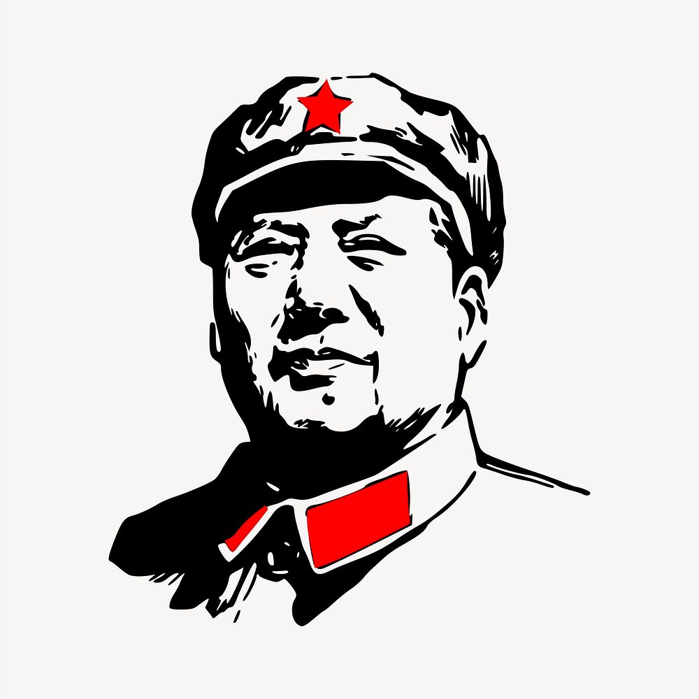 Mao Zedong drawing, former Chinese president portrait illustration. Free public domain CC0 image.