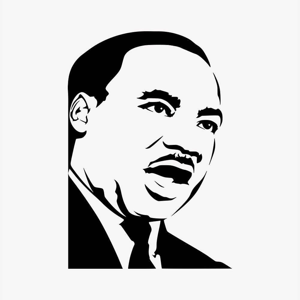 Martin Luther King drawing, famous person portrait illustration. Free public domain CC0 image.