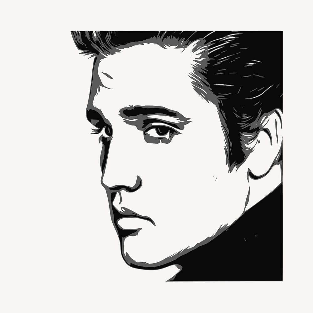 Elvis Presley drawing, famous person illustration psd. Free public domain CC0 image.