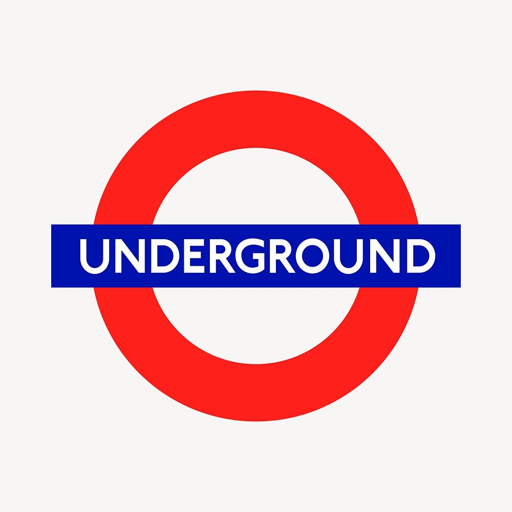 Underground sign clipart, British transportation illustration vector. Free public domain CC0 image.
