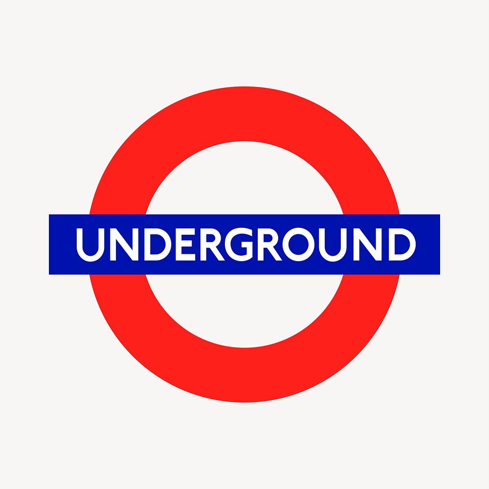 Underground sign clipart, British transportation illustration. Free public domain CC0 image.