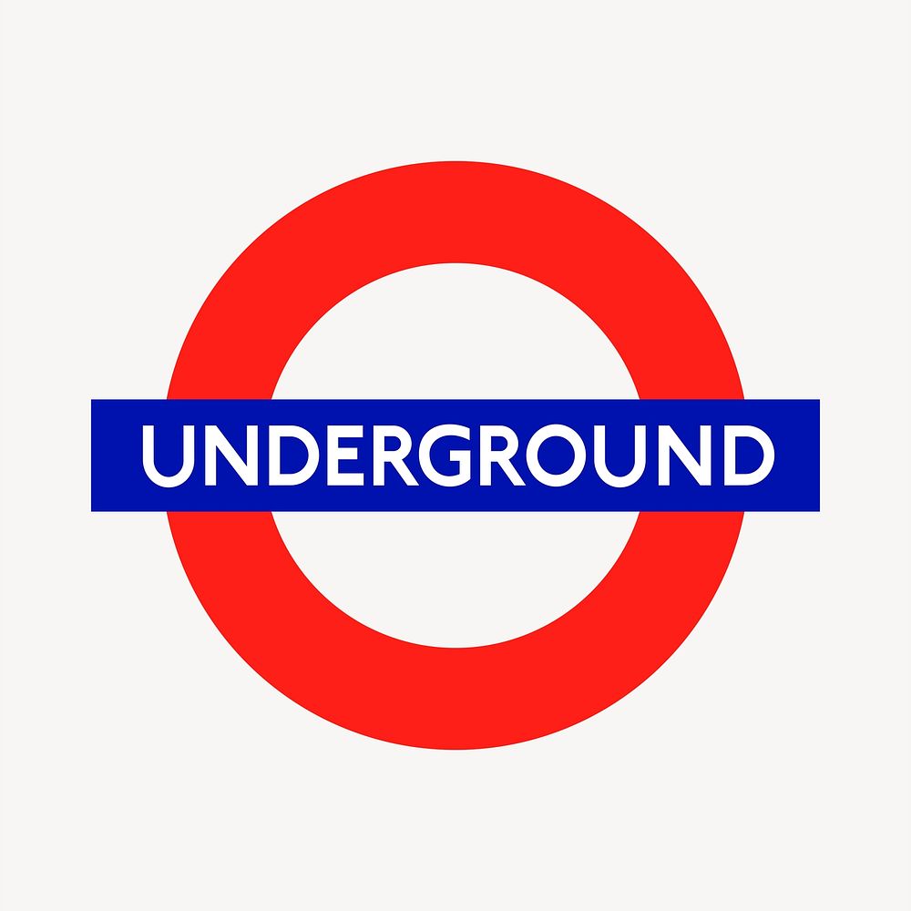 Underground sign sticker, British transportation illustration psd. Free public domain CC0 image.