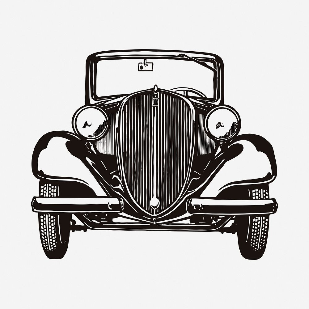 Classic car drawing, vehicle illustration vector. Free public domain CC0 image.