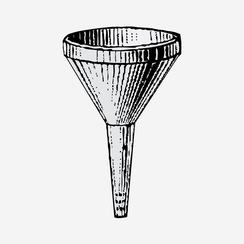 Funnel drawing, vintage utensil illustration. Free public domain CC0 image.