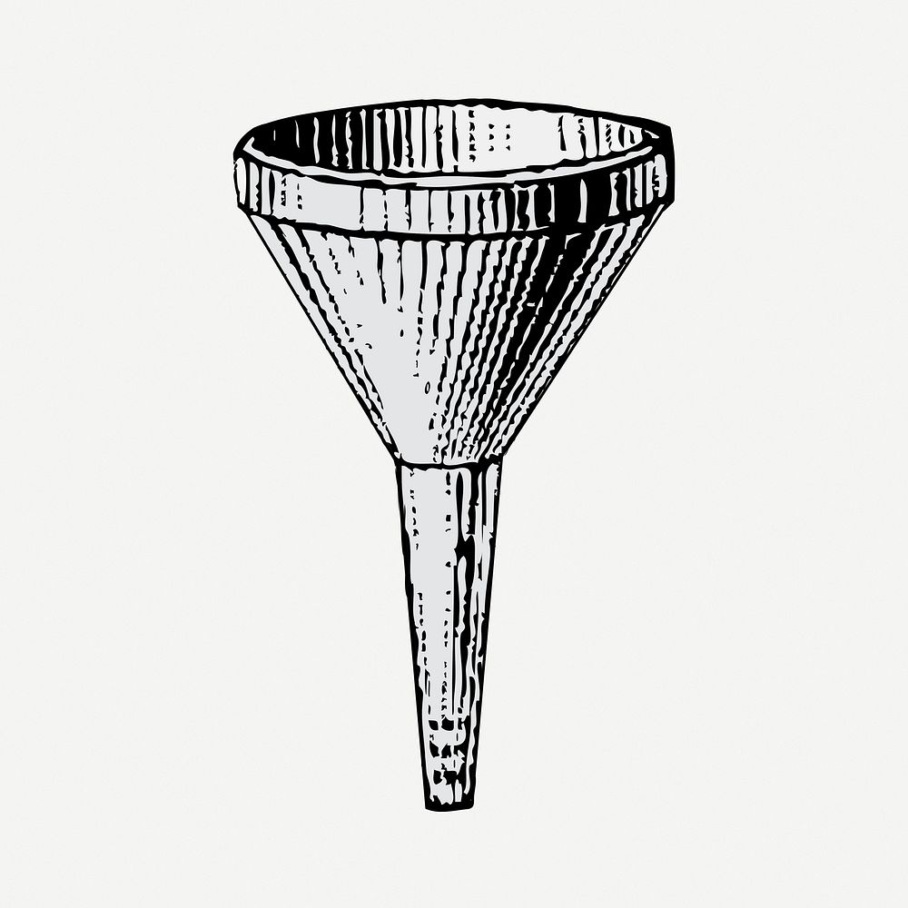 Funnel drawing, vintage utensil illustration psd. Free public domain CC0 image.