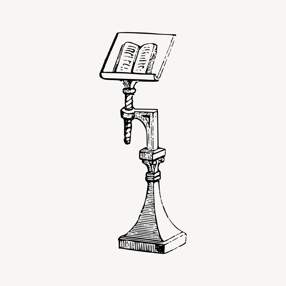 Book stand clipart, vintage furniture illustration vector. Free public domain CC0 image.