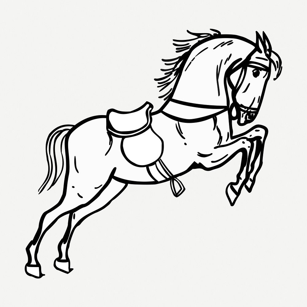 Jumping horse drawing, vintage animal illustration psd. Free public domain CC0 image.
