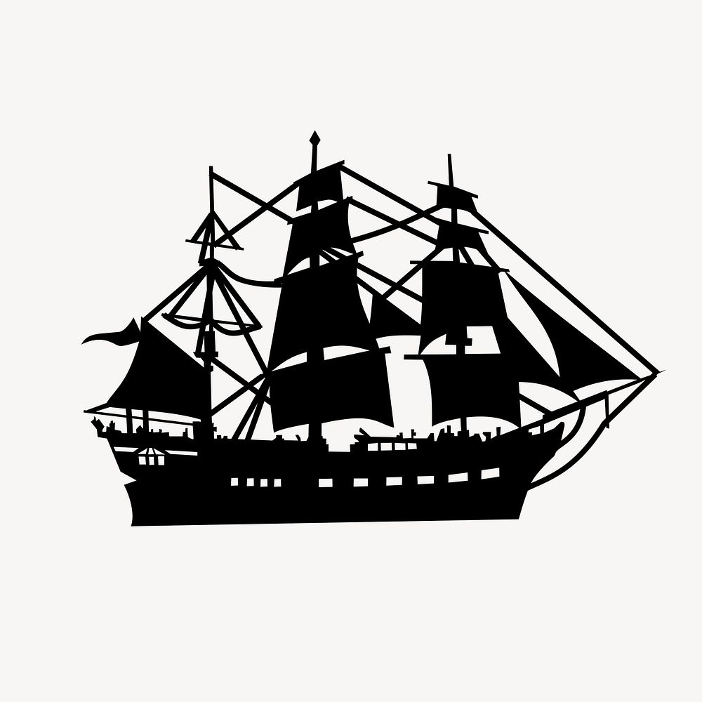 Ship silhouette clipart, vintage vehicle | Free Vector - rawpixel