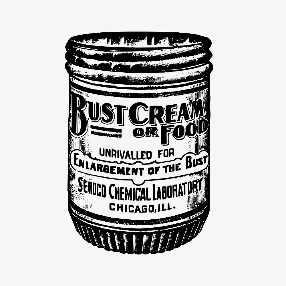 Bust cream jar clipart, vintage illustration vector. Free public domain CC0 image.