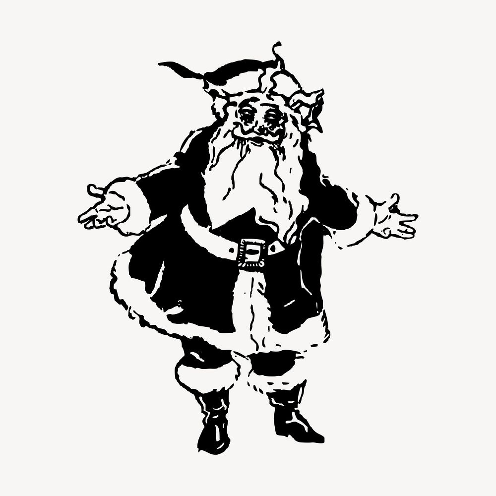 Santa Claus clipart, vintage Christmas illustration vector. Free public domain CC0 image.