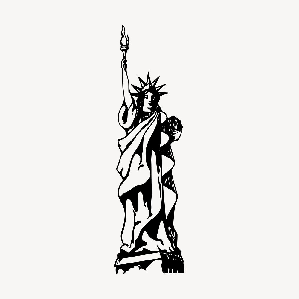 Statue of Liberty clipart, famous landmark illustration vector. Free public domain CC0 image.