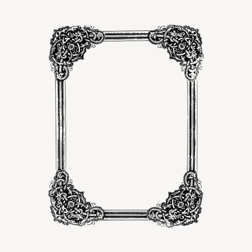 Ornate frame clipart, vintage illustration vector. Free public domain CC0 image.