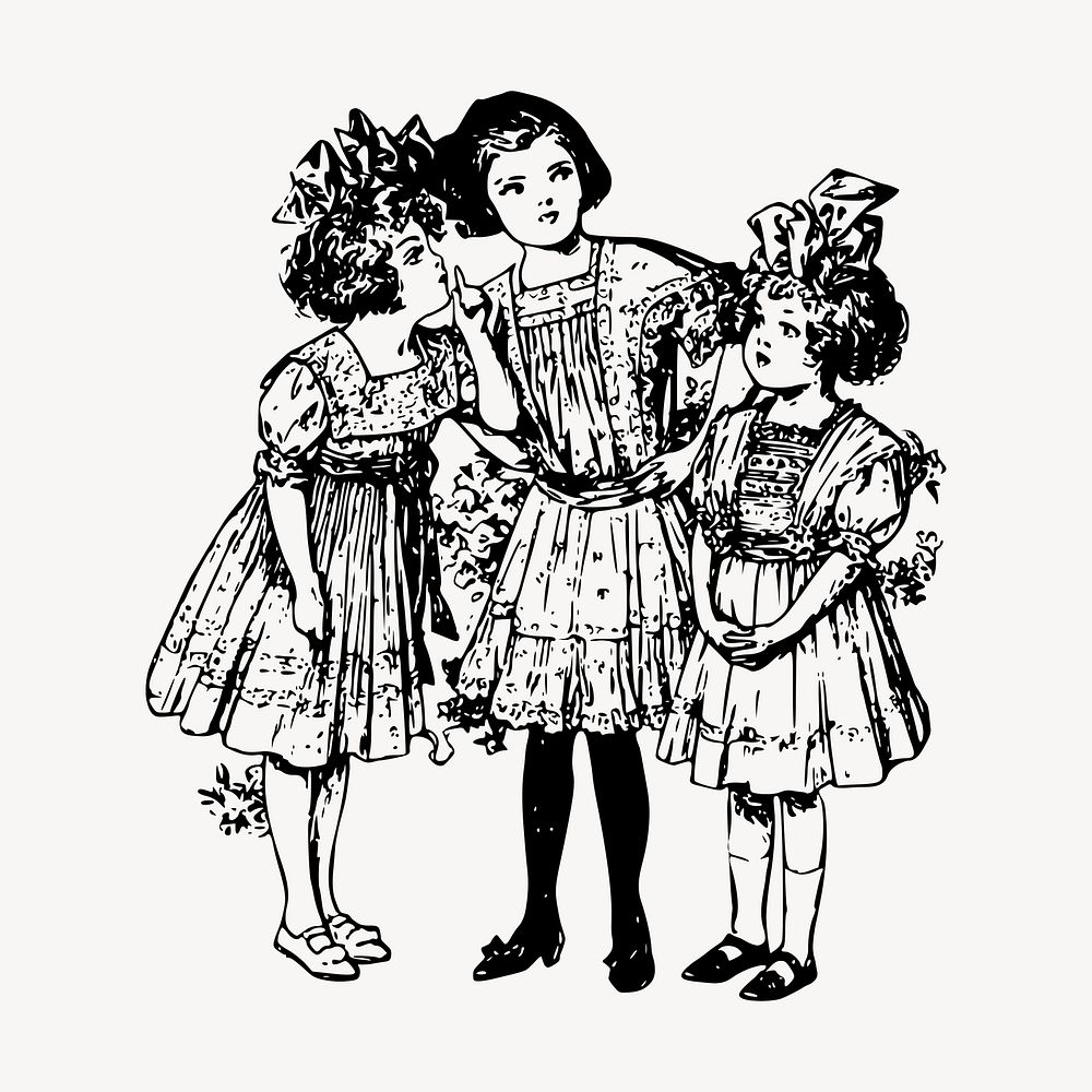 Vintage kids fashion clipart, illustration vector. Free public domain CC0 image.
