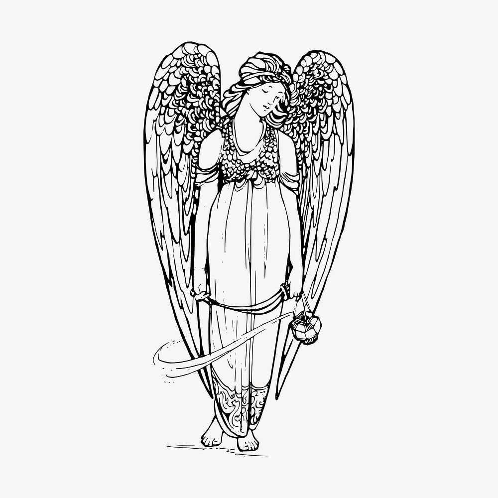 Angel clipart, vintage mythical creature illustration vector. Free public domain CC0 image.