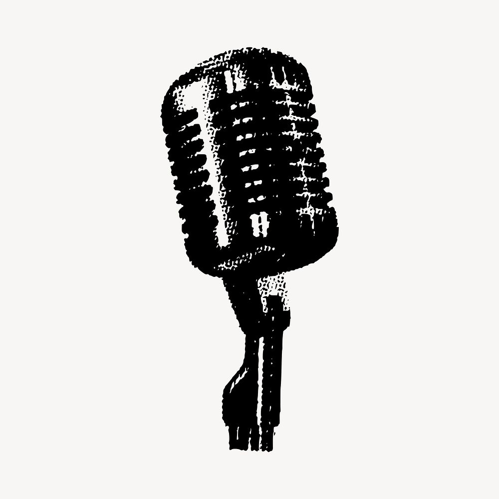 Vintage microphone clipart, music illustration vector. Free public domain CC0 image.