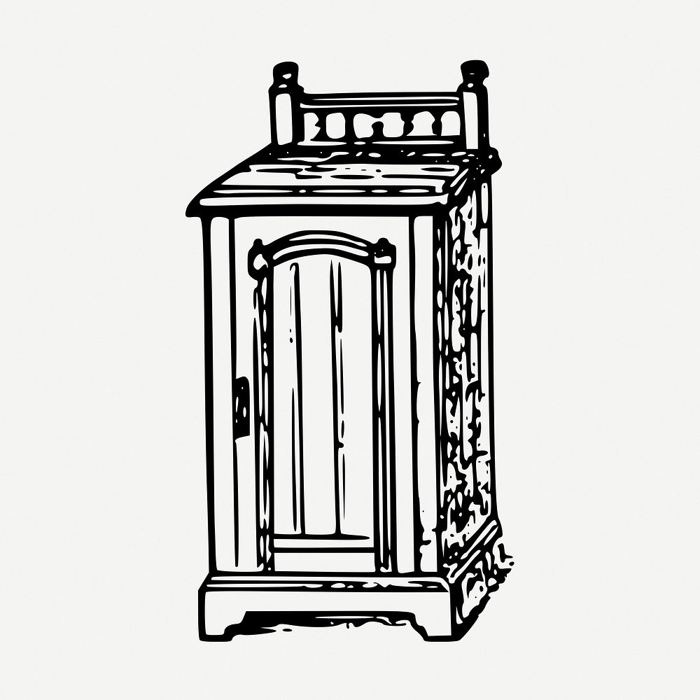 Wooden podium drawing, vintage furniture illustration psd. Free public domain CC0 image.