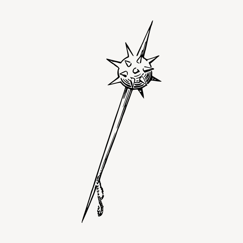 Mace clipart, medieval weapon illustration vector. Free public domain CC0 image.