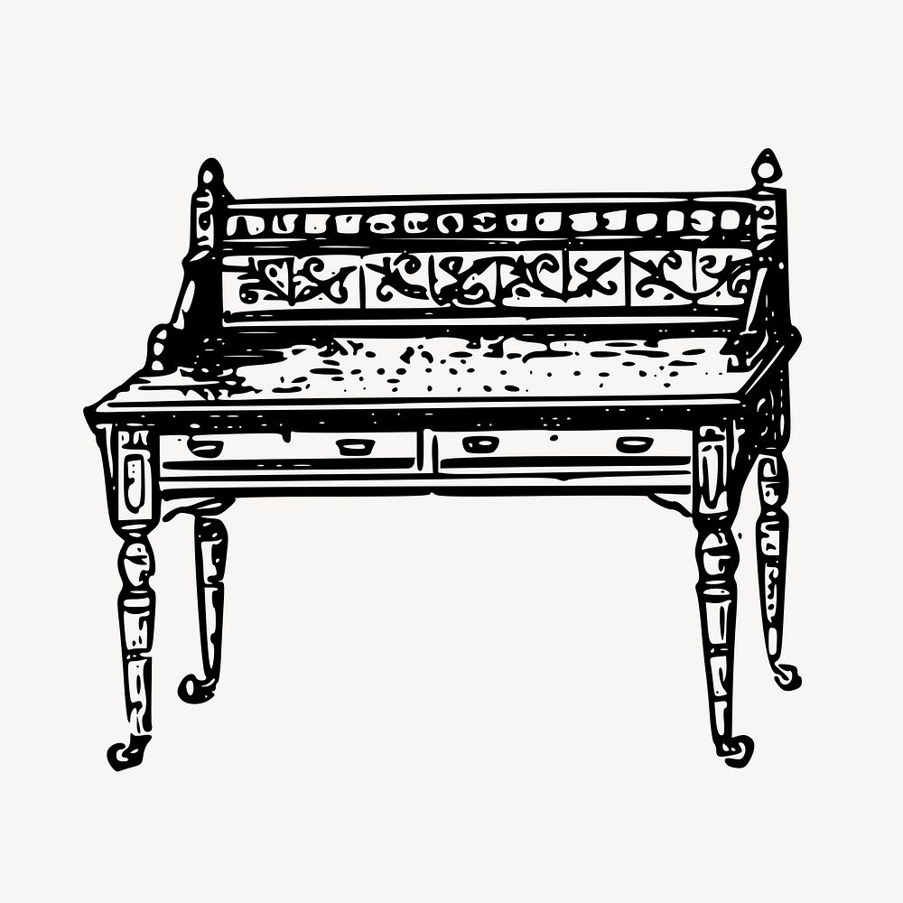 Dressing table clipart, vintage furniture illustration vector. Free public domain CC0 image.