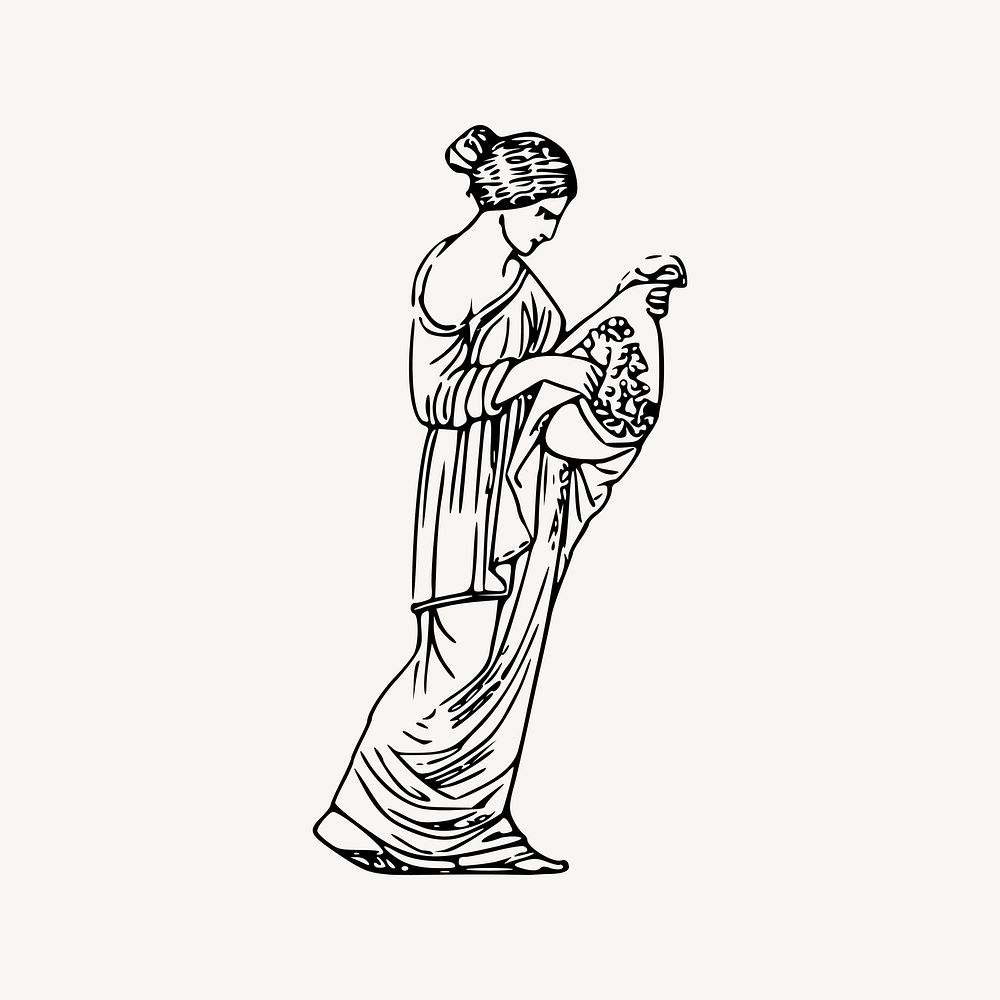 Woman farmer clipart, Greek illustration vector. Free public domain CC0 image.