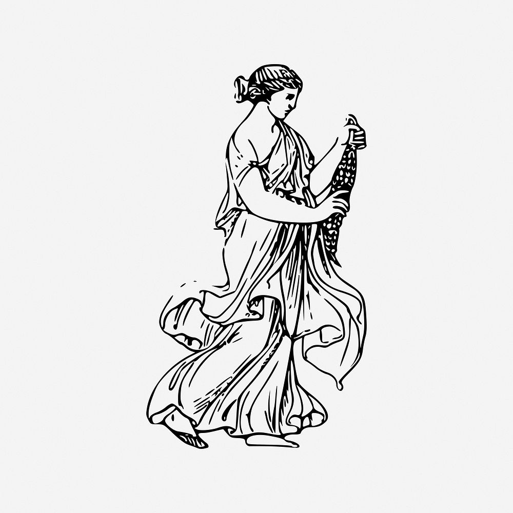 Ancient farmer, Greek woman illustration. Free public domain CC0 image.