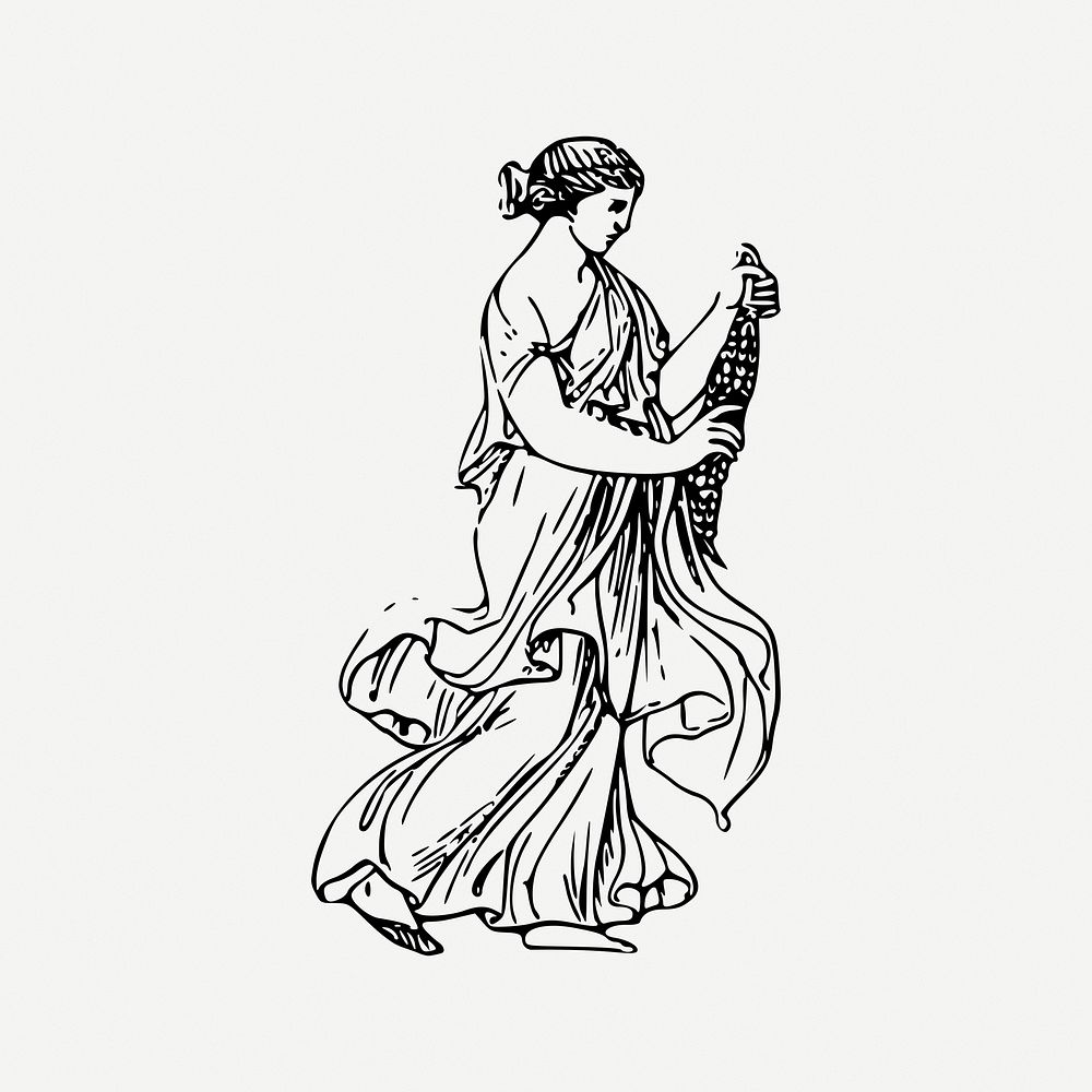 Ancient farmer clipart, Greek woman illustration psd. Free public domain CC0 image.