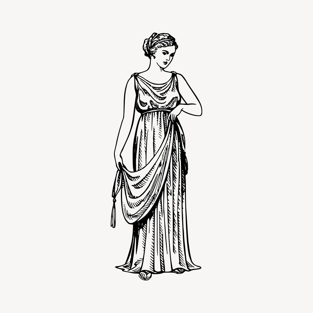 Greek woman collage element, noble person illustration vector. Free public domain CC0 image.