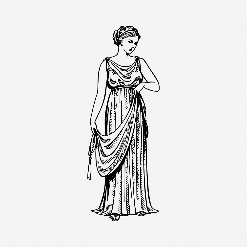 Greek woman, noble person illustration. Free public domain CC0 image.
